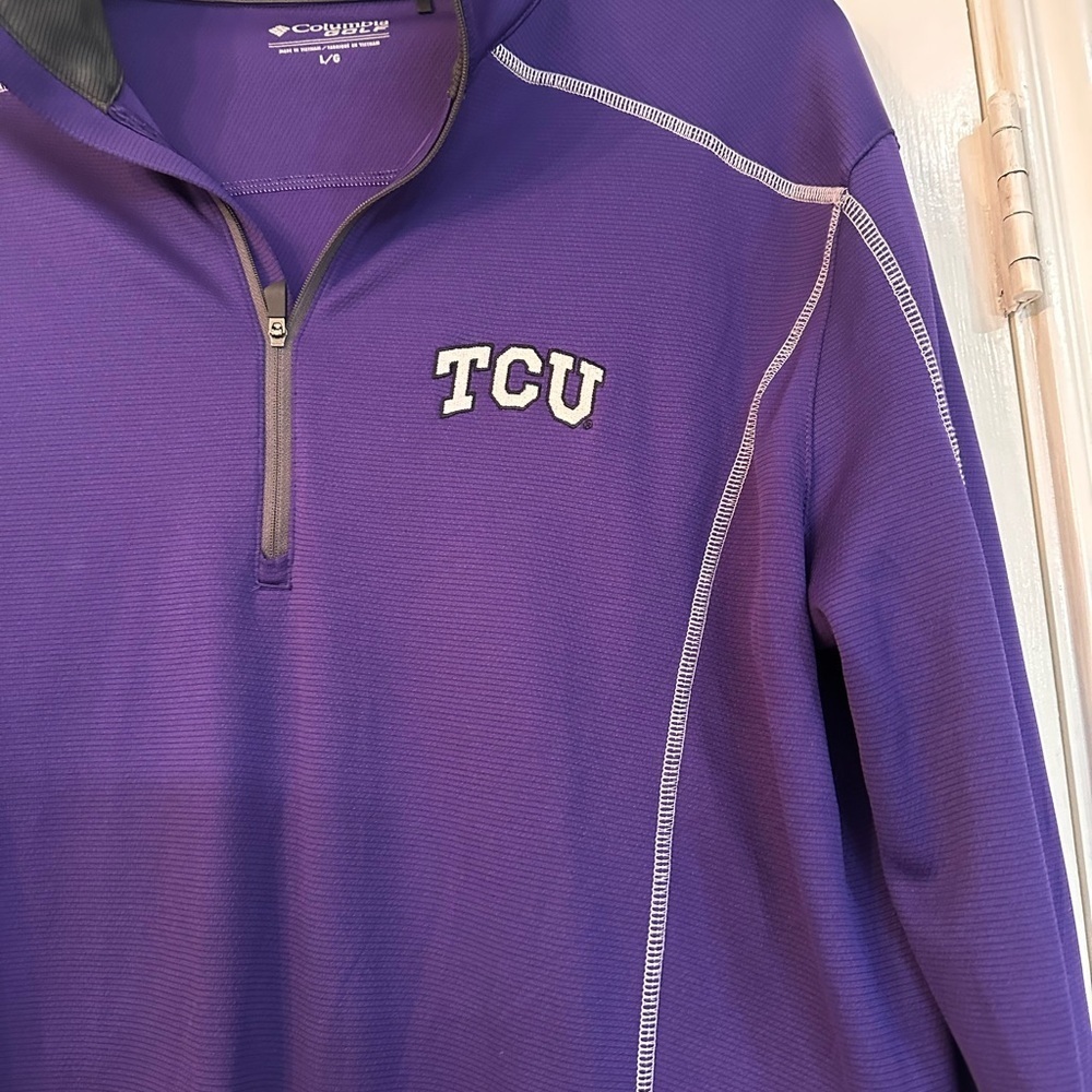 TCU Columbia Golf Omni Wick Purple Long Sleeve 1/4 Zip L Horned Frogs - Picture 2 of 5
